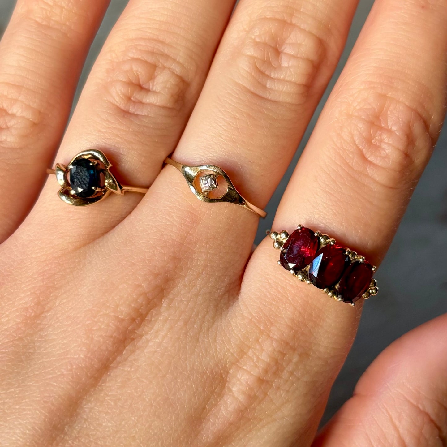 Vintage Gold Garnet Set Ring