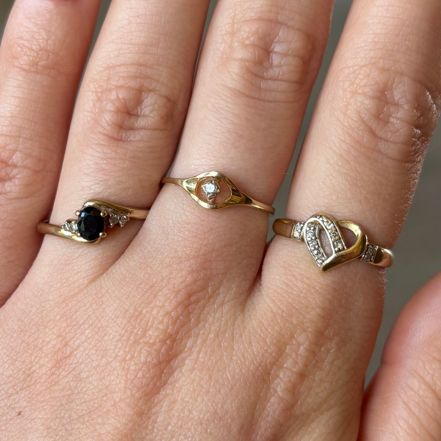 Vintage Gold Heart Shaped Ring with Diamonds