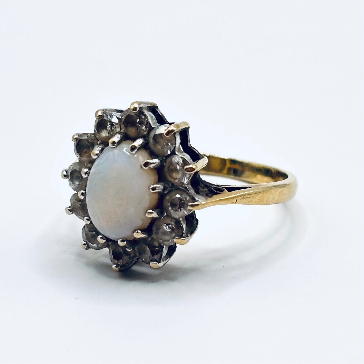 Vintage Gold Ring with Opal and Zirconia