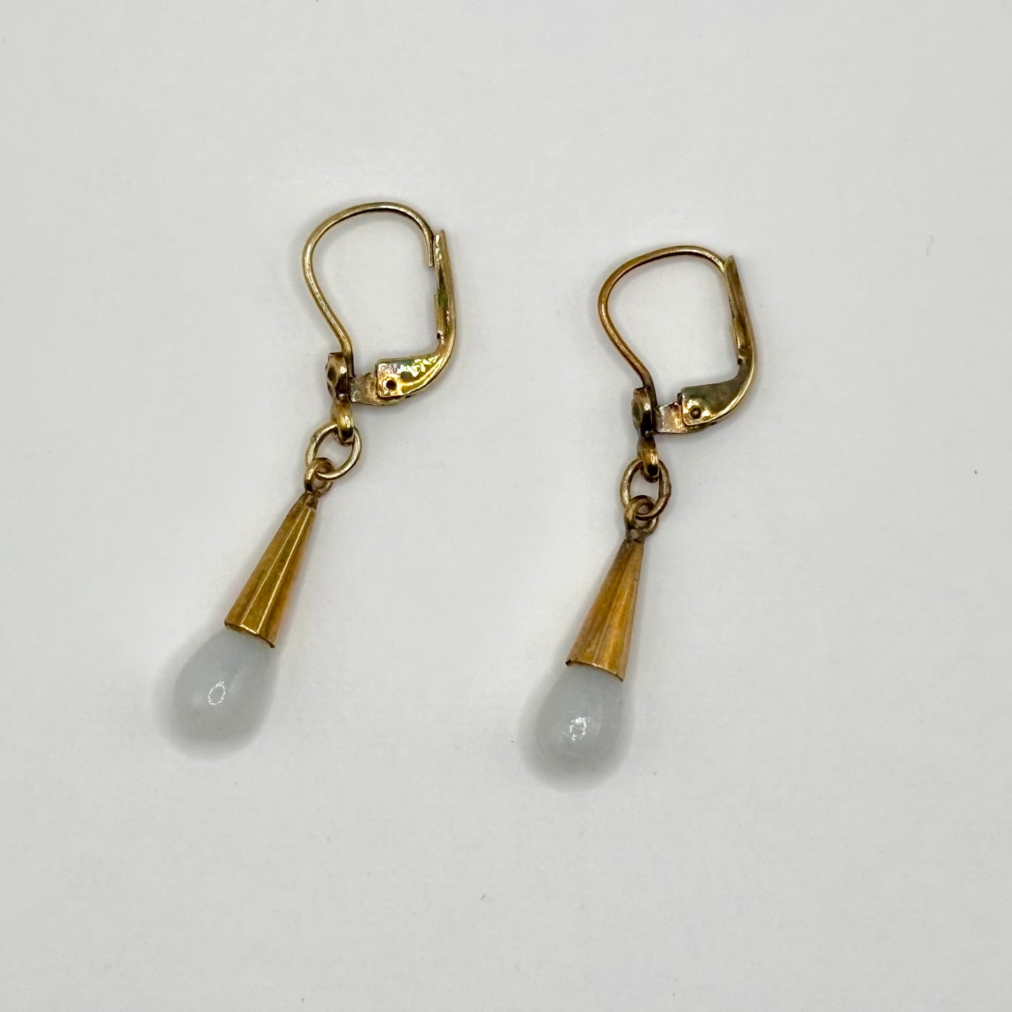 Vintage Gold and White Gemstone Drop Earrings
