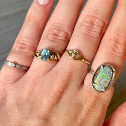 Vintage White Gold Opal Set Ring