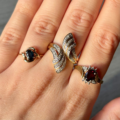 Vintage Gold Garnet and Diamond Set Ring