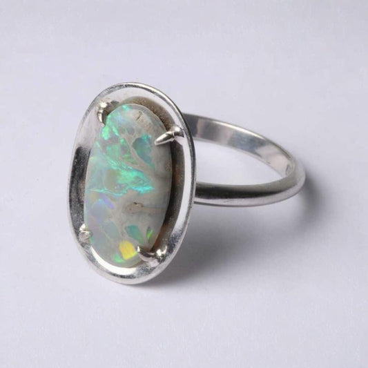 Vintage White Gold Opal Set Ring