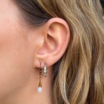 Vintage Gold and White Gemstone Drop Earrings