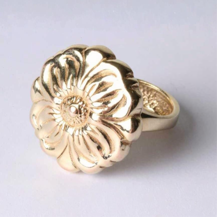 Vintage Italian Gold Flower Design Ring