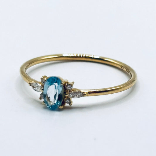 Vintage Gold Ring with Diamonds and Blue Topaz