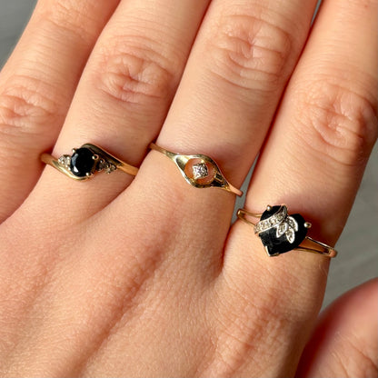 Vintage Gold Bypass ring with Oval Sapphire and Diamond Accents